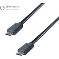 Black connektgear 1m USB 3.1 Type C to Type C cable, SuperSpeed 10Gbps, IF Certified, with sleek connectors.