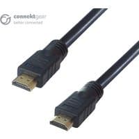 Black connektgear 20m HDMI V2.0 cable with gold male connectors and ferrite cores.