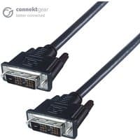 Black connektgear 2m DVI-D monitor cable, male to male, 18+1 single link connectors with sturdy black casing.