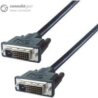 Black connektgear 3m DVI-D cable, male to male, 24+1 dual link connectors, silver pins, and secure screw locks.