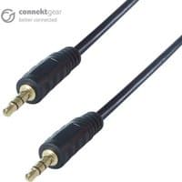 Black connektgear 5m audio cable with gold-plated 3.5mm male-to-male stereo connectors.