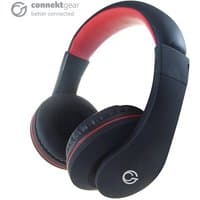 Black and red connektgear HP530 on-ear headset with in-line mic and volume control, padded ear cups and headband.