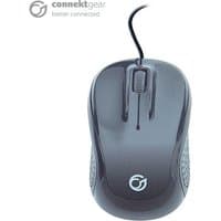 Black connektgear MO542 USB optical mouse with three buttons, scroll wheel, and textured side grips.
