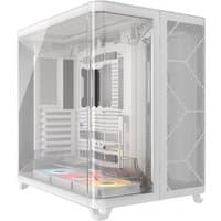 White Corsair AIR 5400 RS-R ARGB Midi Tower with transparent side panel and front mesh design, featuring RGB lighting.