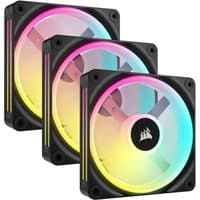 Corsair Air 12 cm black computer case fans, set of 3, with RGB lighting and square frames.