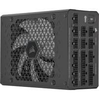 Black Corsair HX1500i power supply unit with a large cooling fan and multiple modular cable ports.