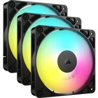 Black Corsair RS120 ARGB computer case fans, 12 cm, with multicolor LED lighting, set of 3.