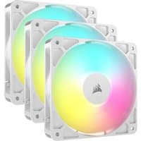 White Corsair RS120 ARGB computer case fans, 12 cm, with multicolor LED lights, set of 3.
