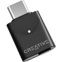 Black Creative Labs BT-W6 USB-C Bluetooth audio transmitter with sleek design and Creative logo.