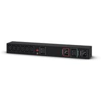 Black CyberPower MBP20HVIEC6A UPS accessory with multiple IEC outlets and switches on a rectangular panel.