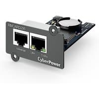 CyberPower RMCARD205 UPS accessory with dual Ethernet ports and circuit board, black and silver design.
