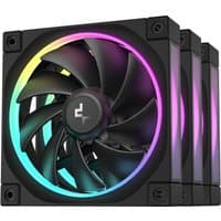 Black DeepCool FL12 computer case fans, 12 cm, with RGB lighting, set of 3.