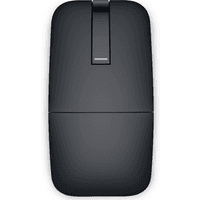 Black Dell Bluetooth travel mouse with sleek design and central scroll strip
