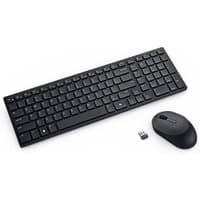 Black Dell Pro Compact Silent Keyboard and Mouse set with USB receiver, UK QWERTY layout, sleek and modern design.