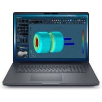 Black Dell Pro Max 18 Plus laptop, 18" screen, Quad HD+, sleek design, backlit keyboard, Windows 11 Pro.