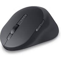 Black Dell Pro Premium Mouse MS900 with ergonomic design, scroll wheel, and side buttons.
