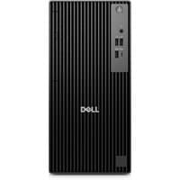 Black Dell Pro QCT1250 tower PC with vertical grooves, front USB ports, and power button.