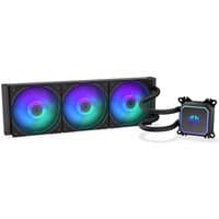 Black ENDORFY Navis F360 ARGB liquid cooler with three RGB fans and sleek tubing.