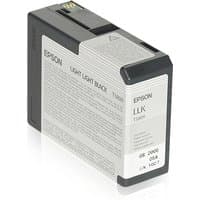 Epson light light black ink cartridge, rectangular, gray and black, model C13T580900/T5809, 80ml capacity.