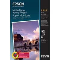 Epson Matte Paper Heavy Weight A4 pack with 50 sheets, featuring a scenic bridge image on the purple and black cover.