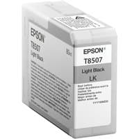 Epson Singlepack Light Black T850700 ink cartridge in gray and white packaging with product details visible.