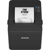 Black Epson TM-T20IV thermal POS printer with receipt output, featuring control buttons and LED indicators.
