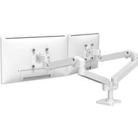 White Ergotron LX Pro Series dual monitor mount with adjustable arms for 27-inch screens, sleek and modern design.