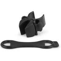 Black Exposure Blaze Aero Seatpost Bracket with curved clamp and elongated rubber strap for secure attachment.