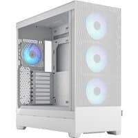 White Fractal Design Pop XL Air Tower with mesh front, three front RGB fans, and side ventilation panel.