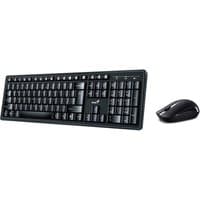 Black Genius KM-8200 wireless keyboard with numeric keypad and sleek black mouse.