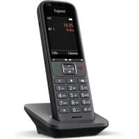 Anthracite Gigaset S700H PRO DECT phone with color display, keypad, and charging base.