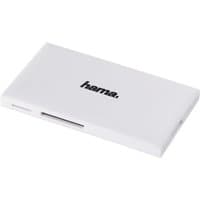 White Hama USB 3.2 Gen 1 card reader, slim rectangular design with logo on top.