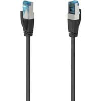 Black Hama Cat6a S/FTP networking cable, 1.5 m, with silver connectors and blue shielding.