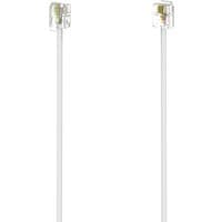 White Hama 3 m telephone cable with clear RJ11 connectors on both ends.