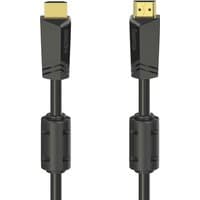 Black Hama HDMI cable 10m with gold-plated connectors and ferrite cores, HDMI Type A standard.