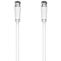 White Hama coaxial cable 1.5 m with F connectors, sleek design, silver tips, and smooth white insulation.