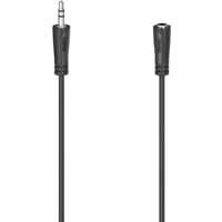 Black Hama audio cable 3 m with 3.5mm male to female connectors, sleek design.