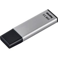 Silver Hama USB flash drive 16 GB with black cap, USB Type-A 3.2 Gen 1, sleek rectangular design