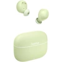 Light green Hama Freedom Buddy II TWS in-ear headset with compact charging case and Bluetooth connectivity.