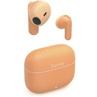 Orange Hama Freedom Light II TWS in-ear Bluetooth headset with compact charging case and sleek design.