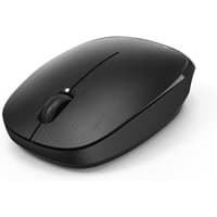 Black Hama MW-110 wireless optical mouse, ambidextrous design, sleek matte finish, with scroll wheel and 1000 DPI sensor.