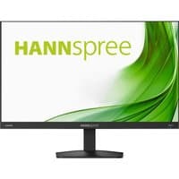 Hannspree HC241PFB monitor, 23.8-inch, slim black bezel, 1920x1080 resolution, green swirl design on screen.