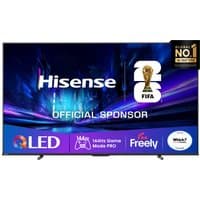 100" Hisense E78QTUK PRO QLED Smart AI TV, sleek black frame, vibrant display, 144Hz Game Mode, Freely feature.