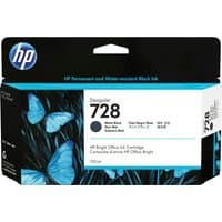 Black HP 3WX25A/728 ink cartridge box with blue butterfly design, 130ml capacity for DesignJet T 830.