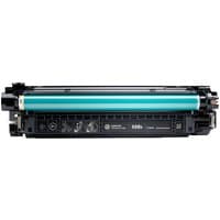 Black HP 508X toner cartridge with teal drum and yellow label, designed for LaserJet printers.