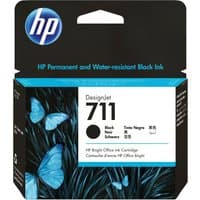 HP 711 black ink cartridge box with blue butterflies and HP logo on black background