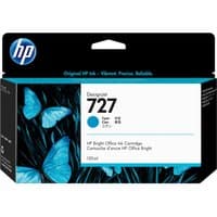 HP 727 cyan ink cartridge box with blue butterflies and HP logo on black and white packaging.
