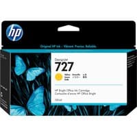 HP 727 yellow ink cartridge box with blue butterflies and HP logo on black background.
