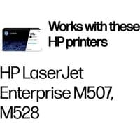 Black HP 89A LaserJet toner cartridge box with blue accents, compatible with HP LaserJet Enterprise M507, M528 printers.
