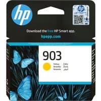 HP 903 Yellow Original Ink Cartridge with blue butterfly design on black packaging, HP logo on top.